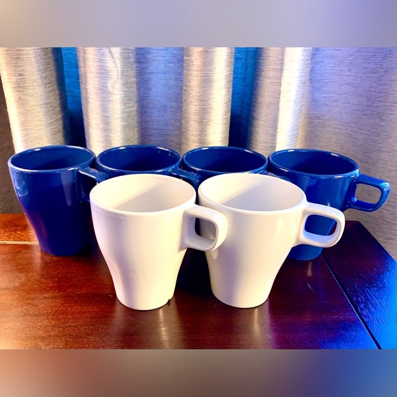 IKEA Färgrik Stacking Coffee Cup/Mug Set; 4 Cobalt Blue and 2 White. - Picture 7 of 16